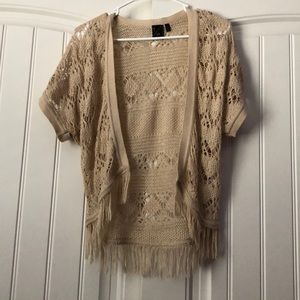 Tan Frayed Cardigan